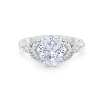 Celtic Oval Engagement Ring Round Simulated Cubic Zirconia 925 Sterling Silver